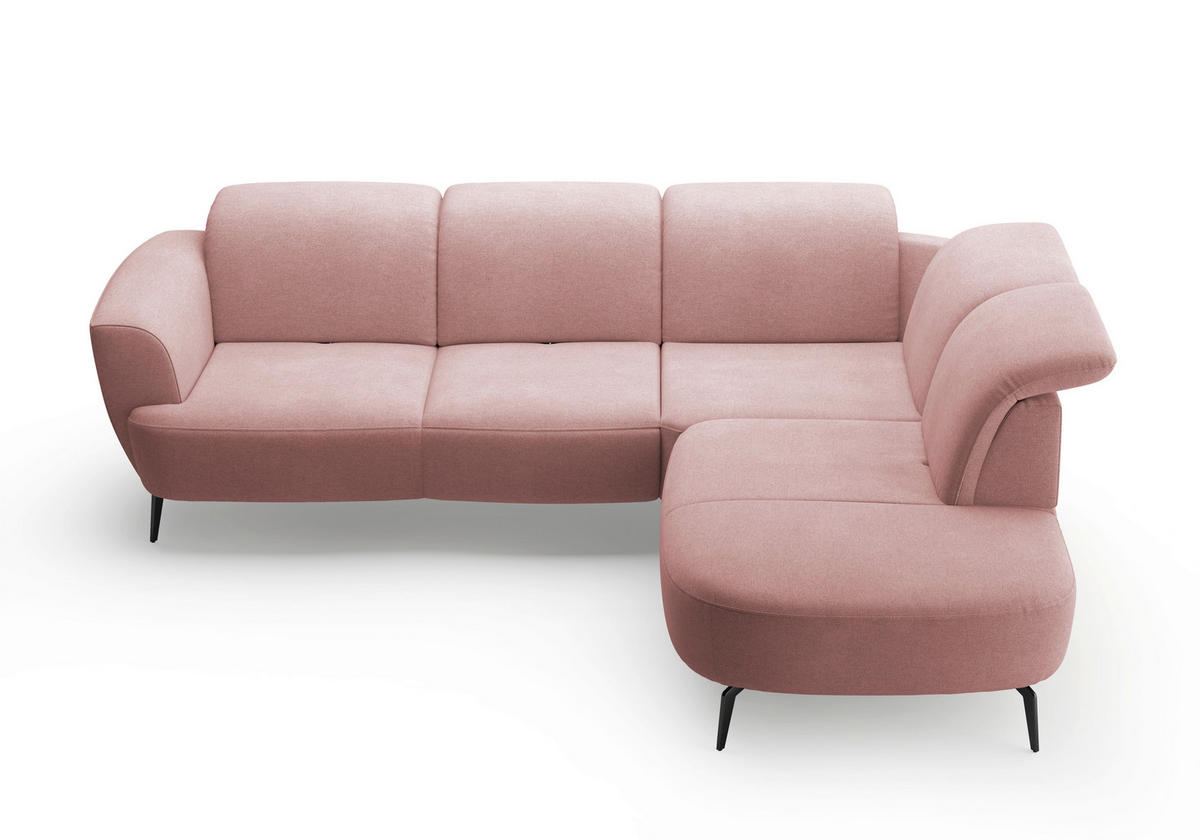 ECKSOFA in Mikrofaser Altrosa  - Schwarz/Altrosa, Konventionell, Textil/Metall (300/267cm) - Sit & More