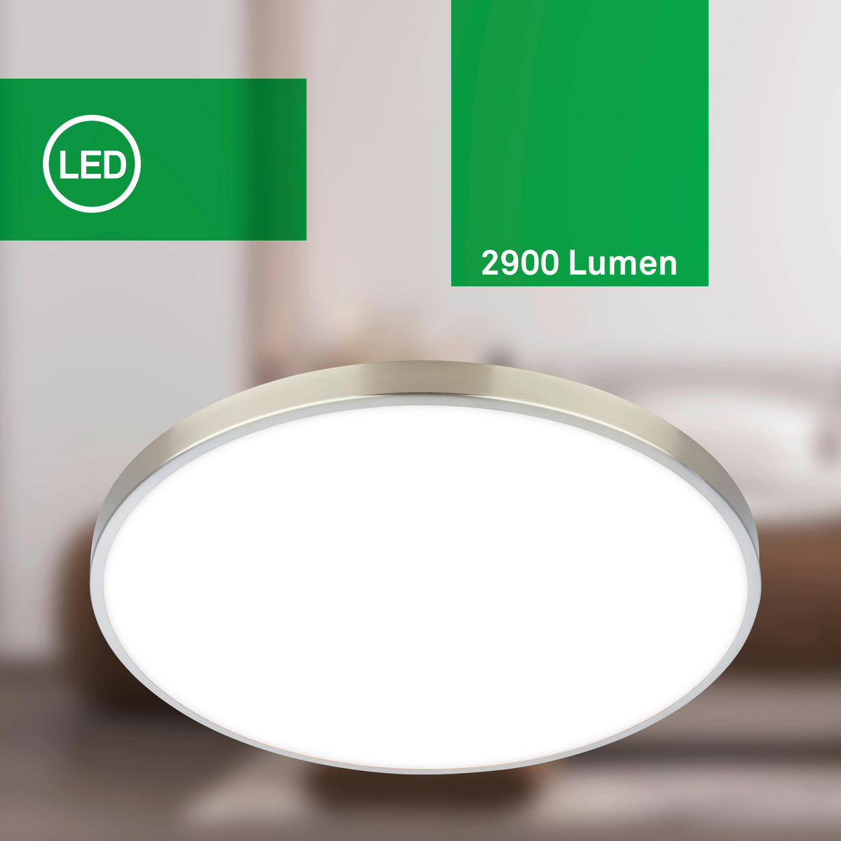 LED-DECKENLEUCHTE Kaida 38/6.5 cm   - Nickelfarben, Basics, Kunststoff/Metall (38/6.5cm)