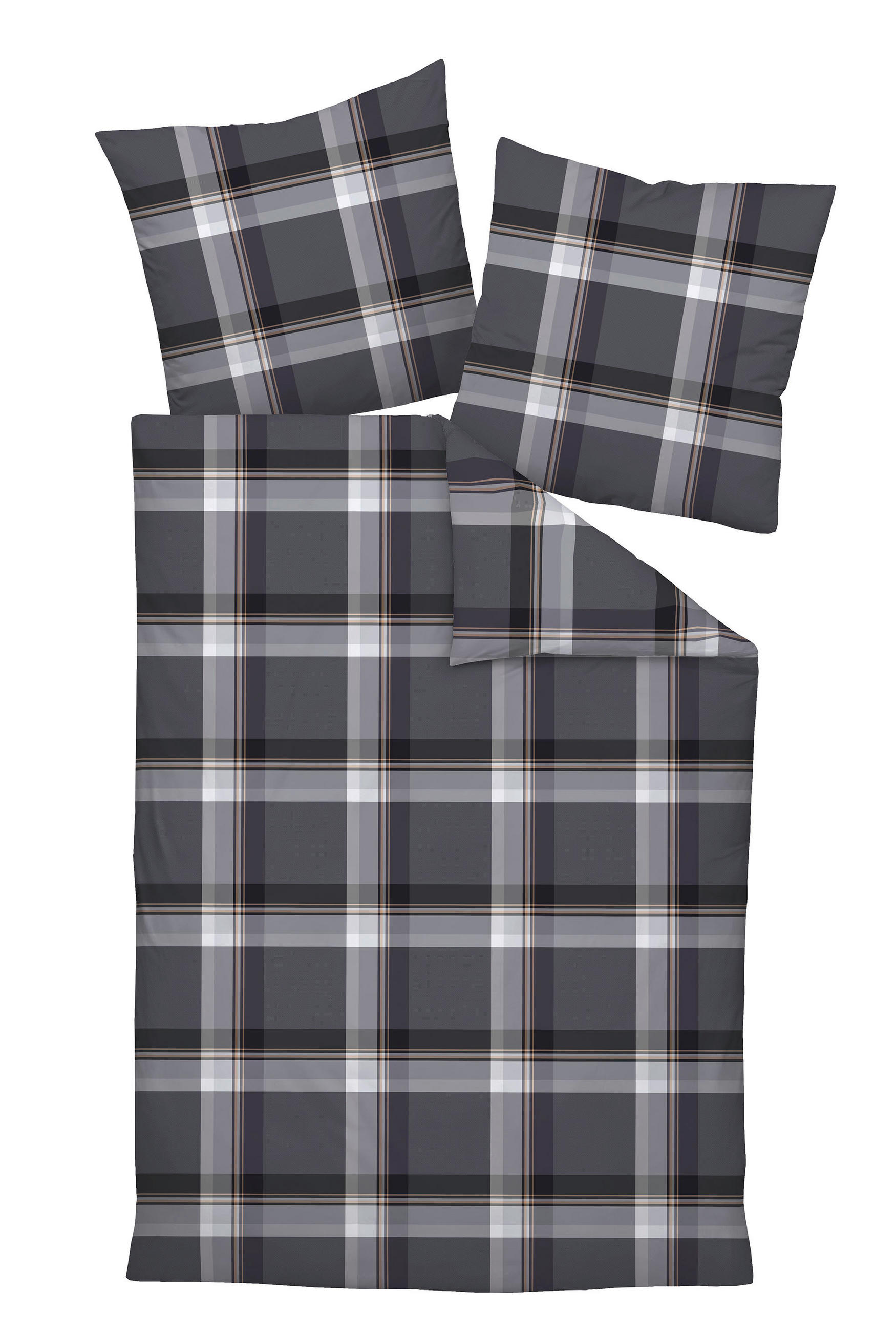 BETTWÄSCHE 135/200 cm Makosatin  - Anthrazit/Titanfarben, Basics, Textil (135/200cm) - Janine