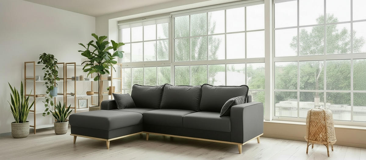 ECKSOFA Beata in Mikrofaser Dunkelgrau  150/230 cm  - Wengefarben/Dunkelgrau, Design, Holz/Textil (150/230cm) - Livetastic