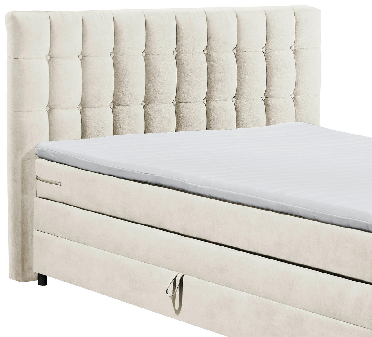 BOXSPRINGBETT 180/200 cm  in Creme  - Creme/Schwarz, Modern, Holzwerkstoff/Kunststoff (180/200cm) - MID.YOU