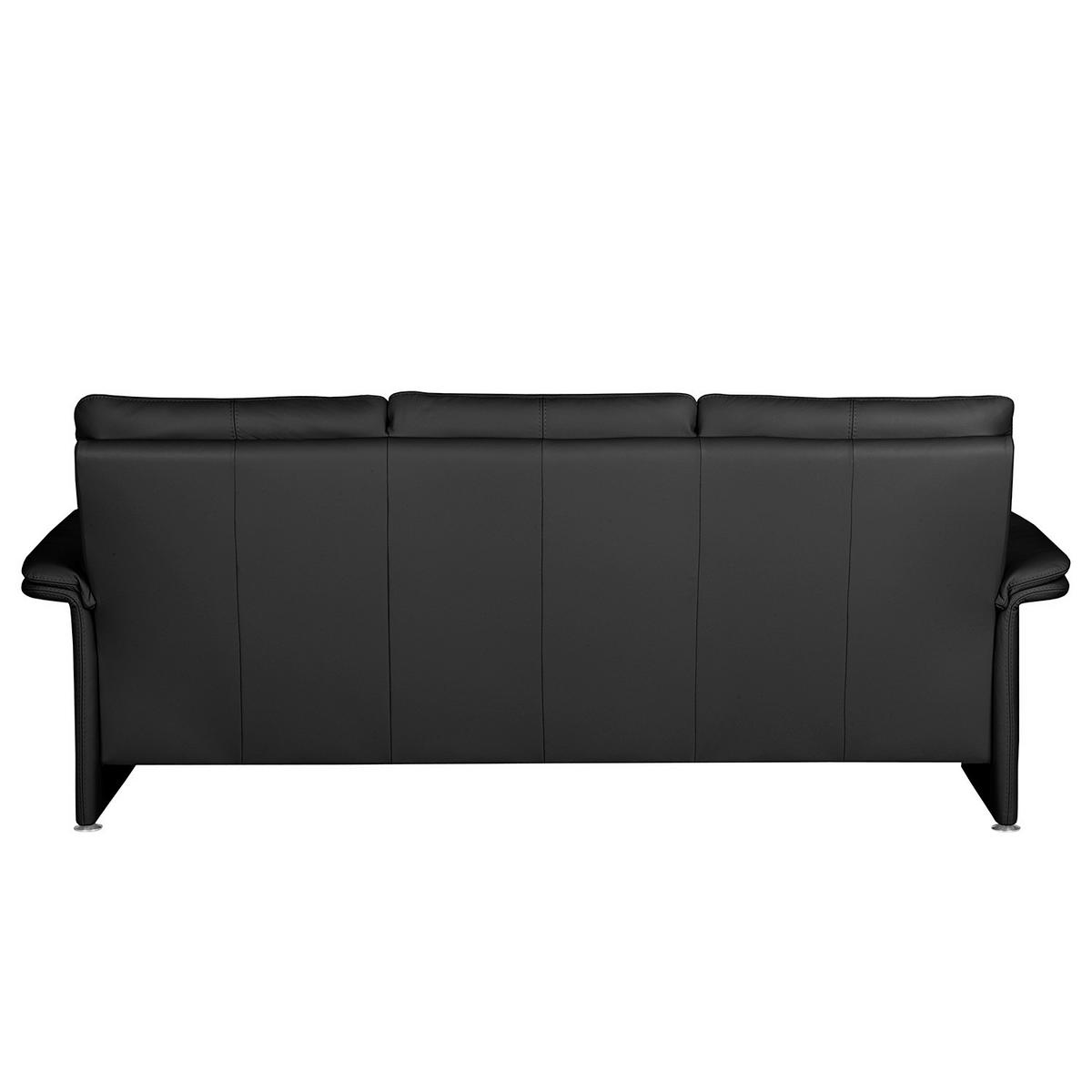 3-SITZER-SOFA Echtleder Schwarz  - Silberfarben/Schwarz, Design, Leder/Metall (214/90/88cm) - Livetastic