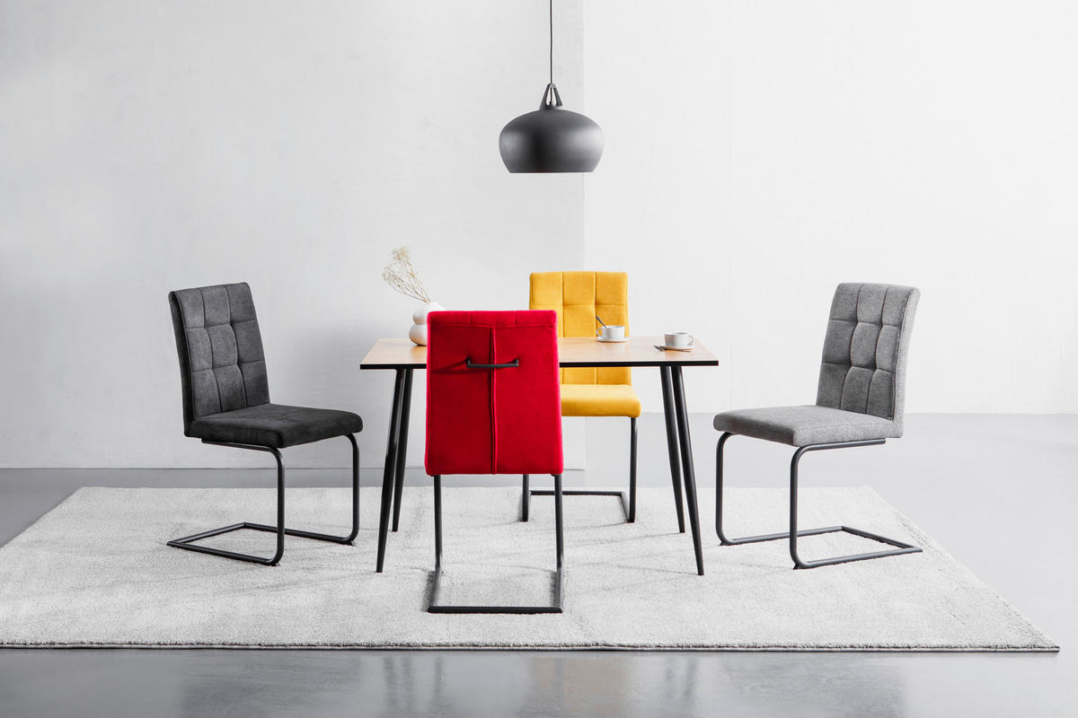 JEDILNA MIZA, črna, barve hrasta  - črna/barve hrasta, Konvencionalno, kovina/leseni material (120/80/75cm) - MID.YOU