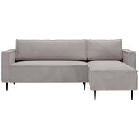 ECKSOFA Grau Cord  - Schwarz/Grau, Design, Textil/Metall (223/151cm) - Livetastic