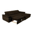 ECKSOFA in Mikrofaser Dunkelbraun  - Chromfarben/Dunkelbraun, Design, Textil/Metall (265/180cm) - Carryhome