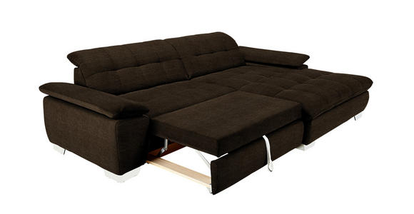 ECKSOFA in Mikrofaser Dunkelbraun  - Chromfarben/Dunkelbraun, Design, Textil/Metall (265/180cm) - Carryhome