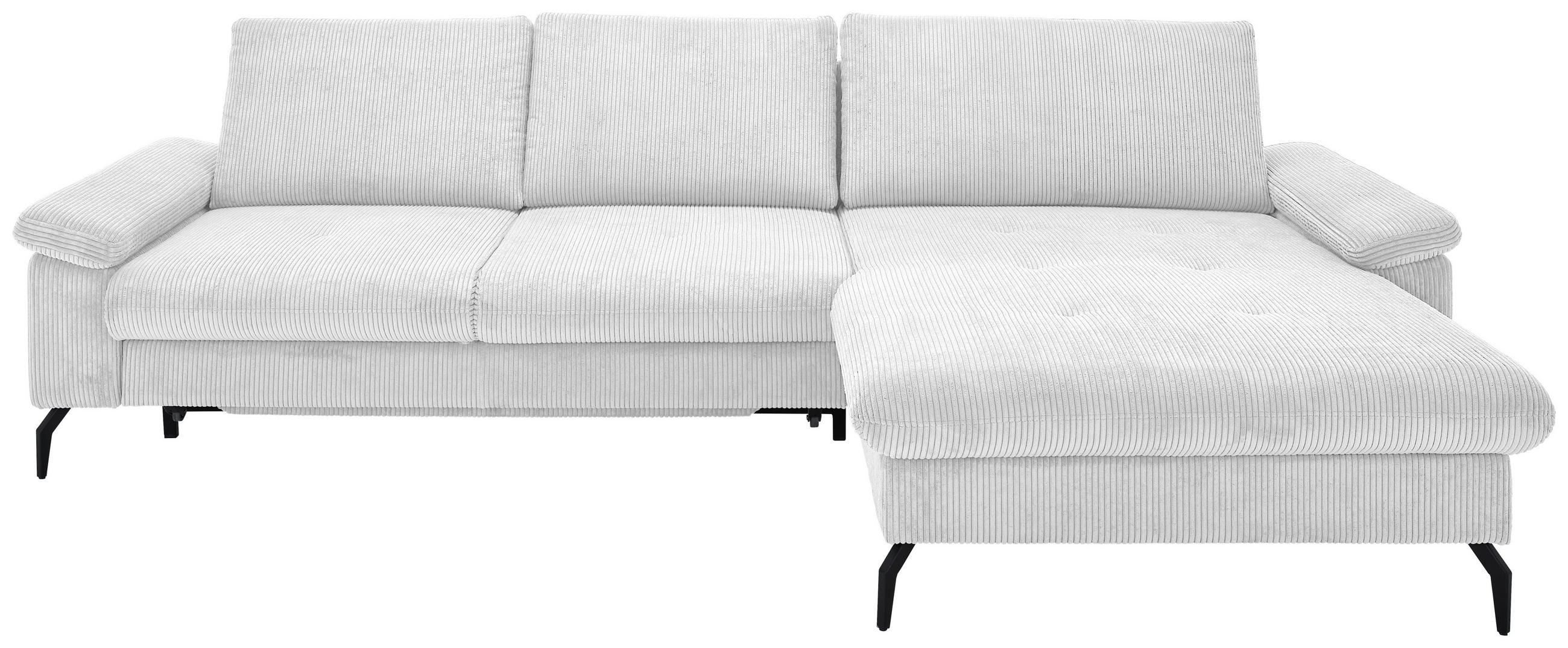 ECKSOFA Silberfarben Cord, Velours  - Silberfarben/Schwarz, MODERN, Textil/Metall (180/302cm) - Venda