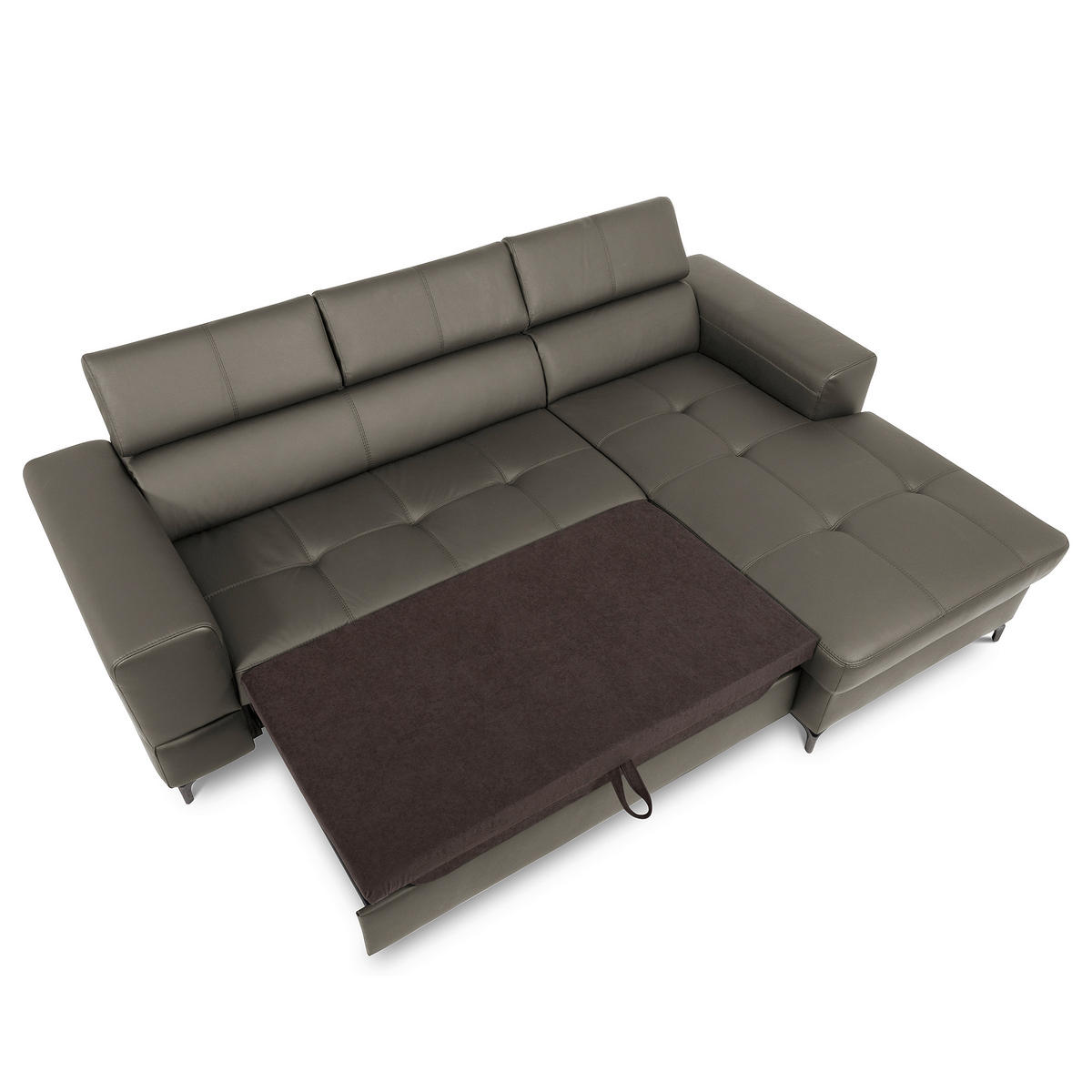 ECKSOFA  in Lederlook Echtleder Schlammfarben  - Schlammfarben/Schwarz, Design, Leder/Textil (247/173cm) - Livetastic