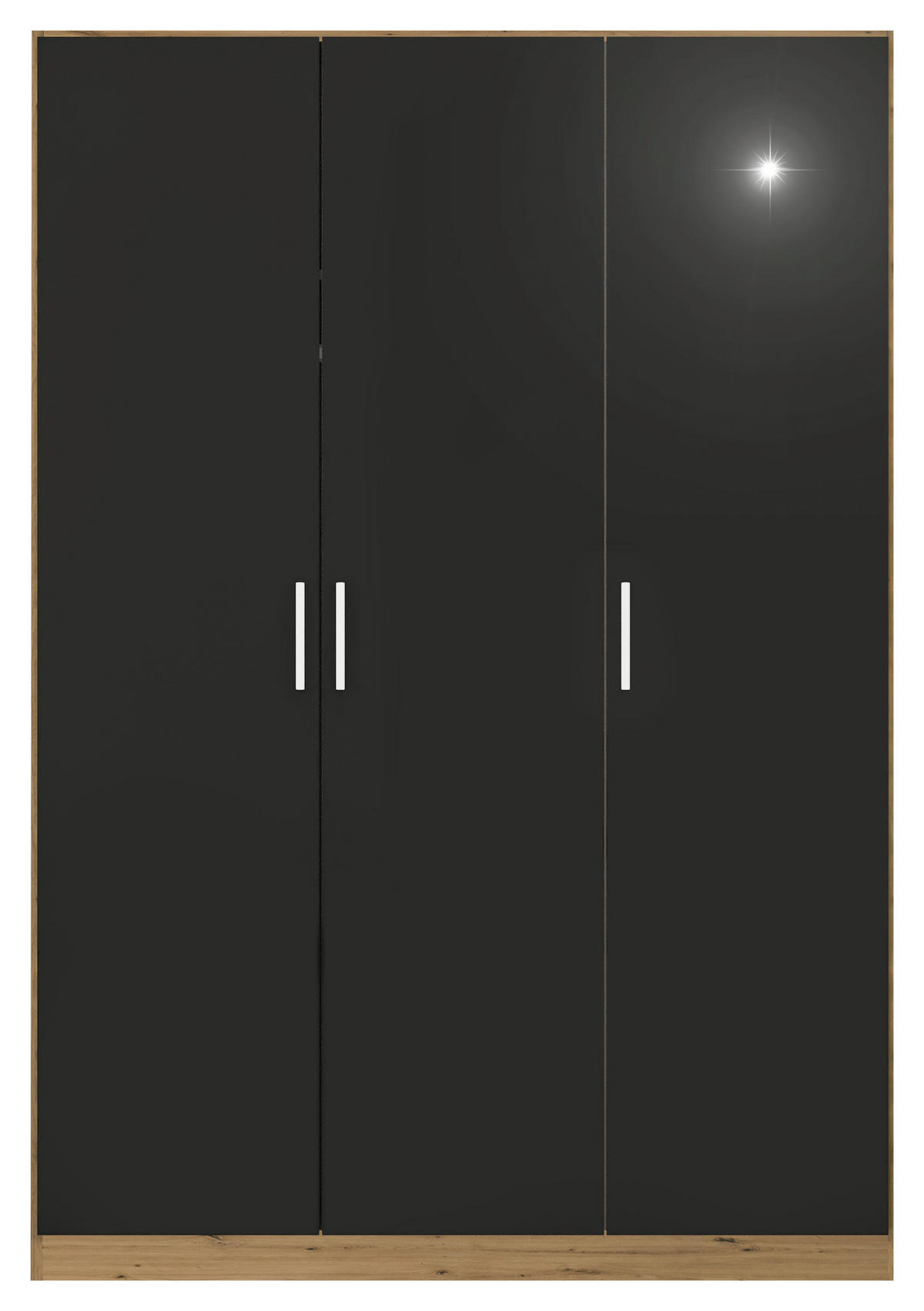 DREHTÜRENSCHRANK  in Eiche Artisan, Grau  - Chromfarben/Eiche Artisan, MODERN, Holzwerkstoff/Kunststoff (136/210/54cm) - Rauch Möbel