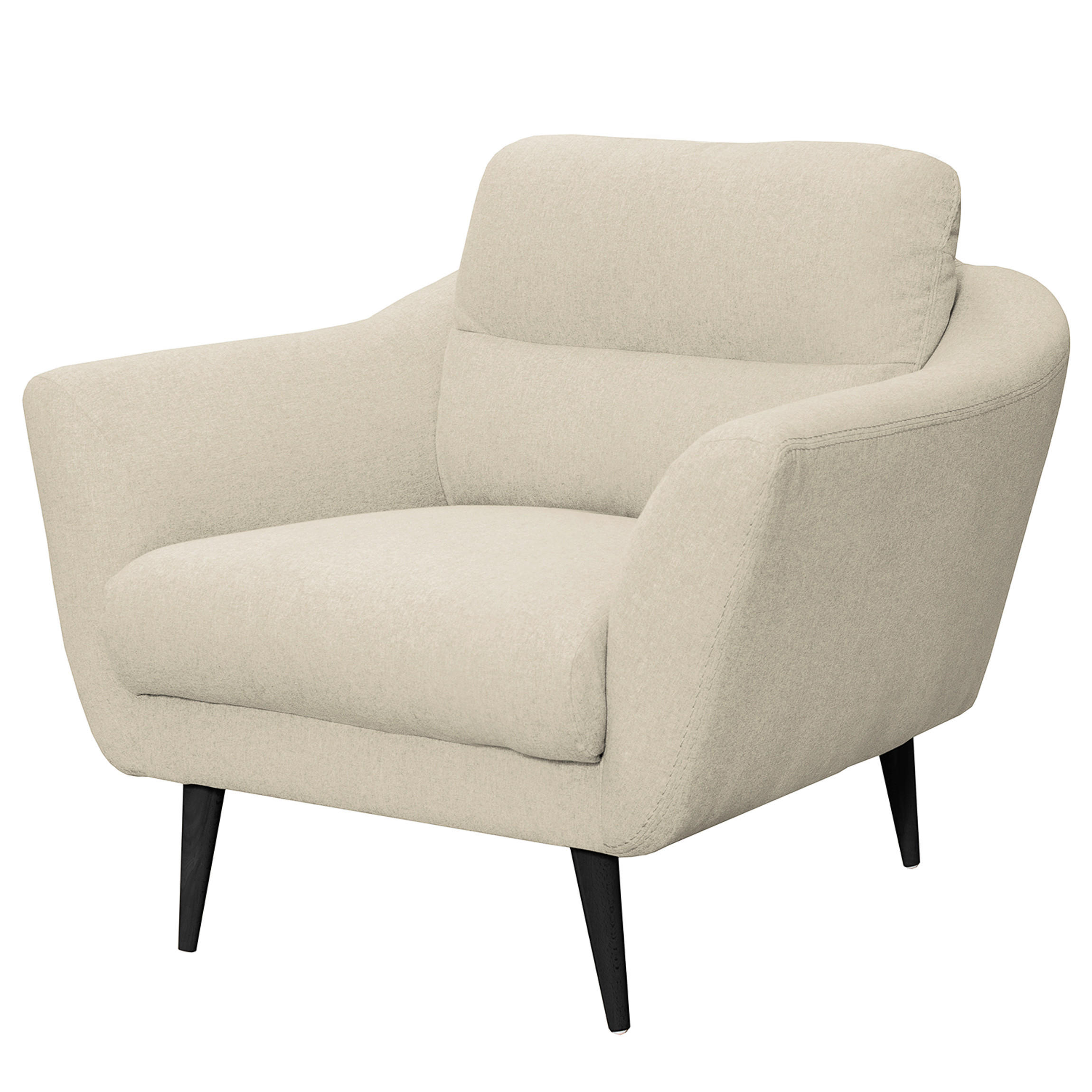 SESSEL in Webstoff Creme  - Creme/Schwarz, Design, Holz/Textil (92/87/88cm) - Livetastic