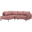 ECKSOFA  in Webstoff Altrosa Zierkissen, Rückenkissen, Bettkasten, Schlaffunktion, Rücken echt  191/250 cm  - Schwarz/Altrosa, LIFESTYLE, Textil/Metall (191/250cm) - Carryhome
