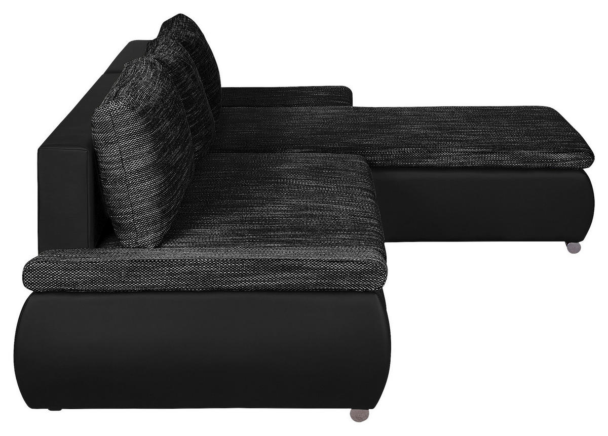 ECKSOFA Schwarz Textilgeflecht  - Chromfarben/Schwarz, Design, Textil (266/175cm) - Livetastic