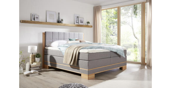 BOXSPRINGBETT 160/200 cm  in Grau, Buchefarben  - Buchefarben/Grau, Natur, Holz/Textil (160/200cm) - Linea Natura