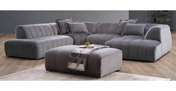 ECKSOFA Grau Samt  - Schwarz/Grau, MODERN, Kunststoff/Textil (270/328/180cm) - Carryhome