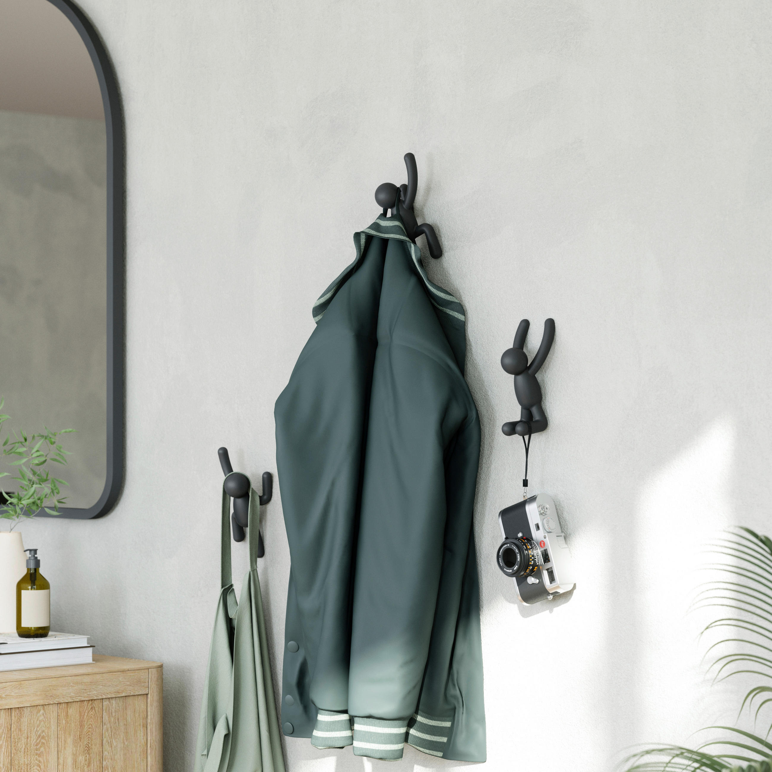 WANDGARDEROBE Schwarz - Schwarz, Basics, Kunststoff (8/7/18cm) - Umbra