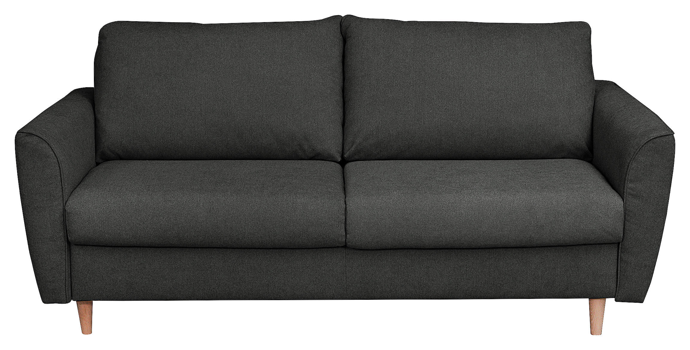 SCHLAFSOFA Flachgewebe Anthrazit  - Anthrazit/Buchefarben, Design, Holz/Textil (195/90/102cm) - Livetastic