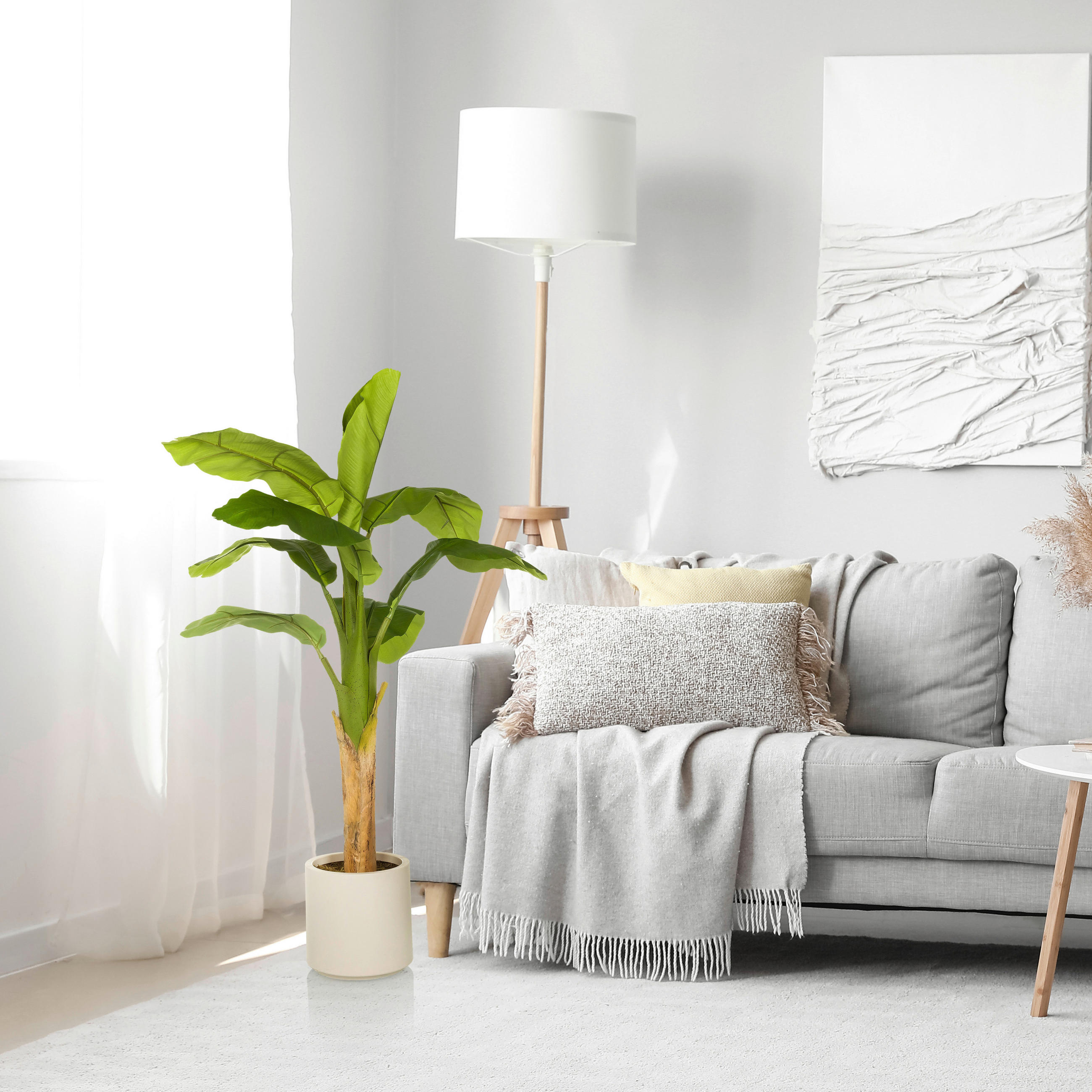 UMĚLÁ ROSTLINA banánovník  - barvy dubu/zelená, Moderní, plast (60/150/60cm) - MID.YOU