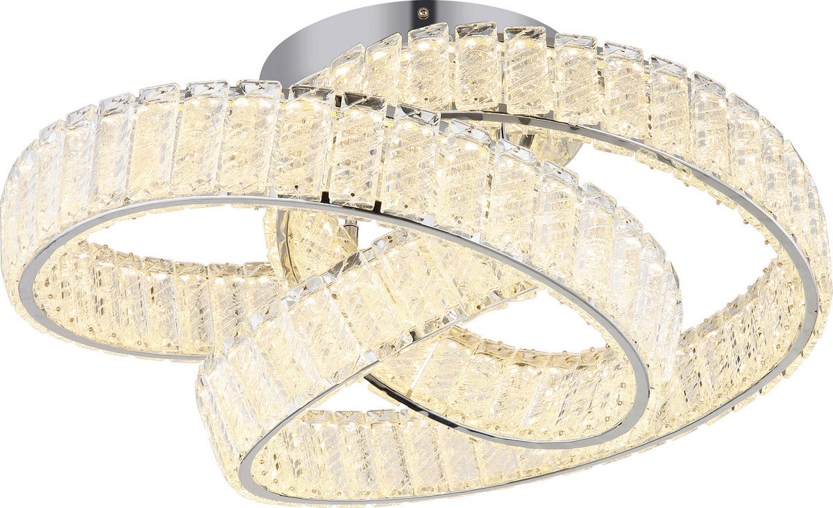 LED-DECKENLEUCHTE 60/26 cm   - Chromfarben, KONVENTIONELL, Glas/Metall (60/26cm) - Glandor
