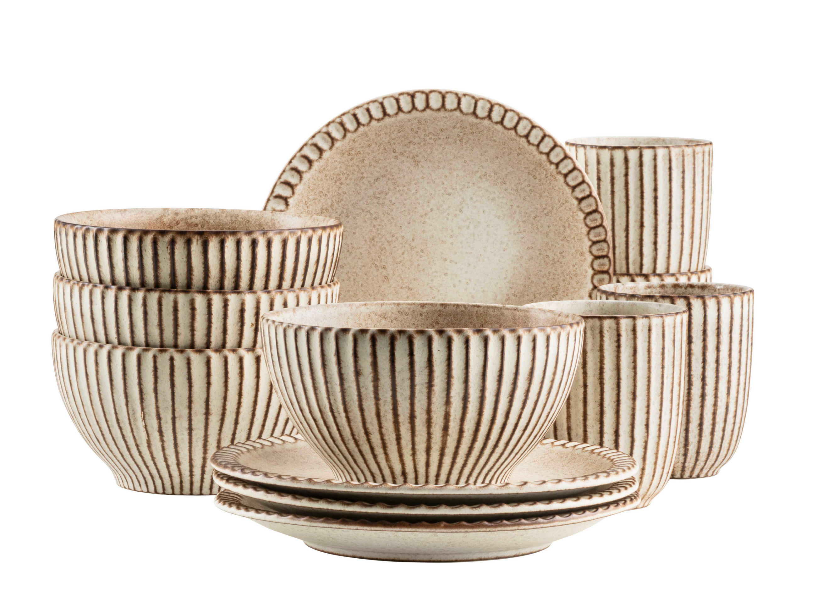 FRÜHSTÜCKSSERVICE Beige IDA 12-teilig 4 Personen  - Beige, Basics, Keramik - Mäser