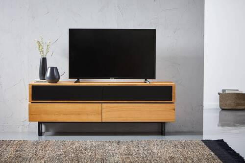 TV-BÄNK  i 160/58/40 cm  - svart/ekfärgad, Design, metall/trämaterial (160/58/40cm) - MID.YOU