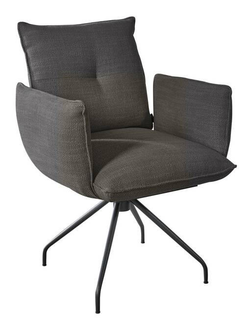ARMLEHNSTUHL  in Stahl Struktur  - Schwarz/Braun, Design, Textil/Metall (65/90/70cm) - Dieter Knoll