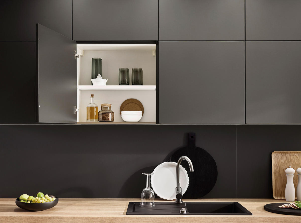 EINBAUKÜCHE   - Eichefarben/Graphitfarben, Design, Holzwerkstoff - Xora