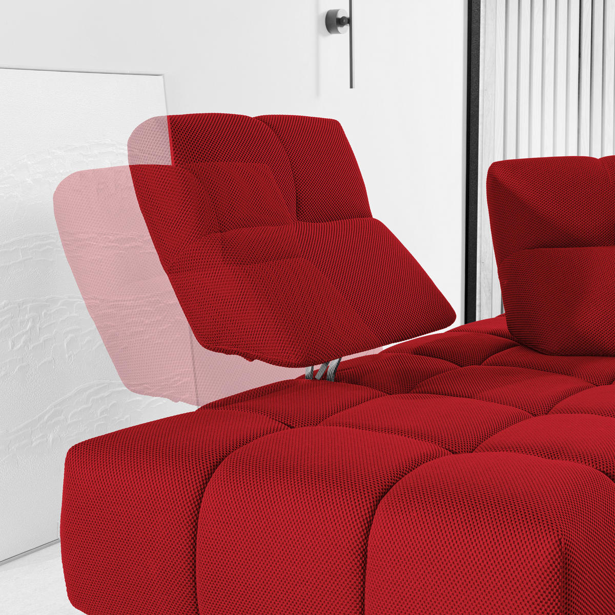 ECKSOFA in Struktur Rot  233/313 cm  - Rot/Schwarz, Design, Kunststoff/Textil (233/313cm) - Belluti