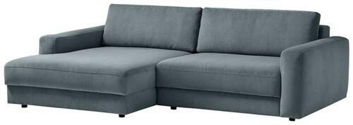 ECKSOFA in Cord Blaugrau  - Blaugrau/Schwarz, Modern, Textil (176/250cm) - Trendmanufaktur