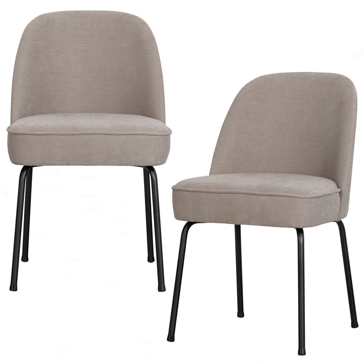 STUHL-SET 2 Stück  in Webstoff  - Sandfarben/Schwarz, MODERN, Textil/Metall (50/83/57cm) - Livetastic