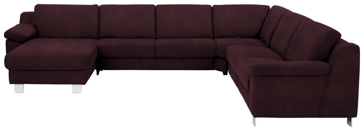 WOHNLANDSCHAFT in Mikrofaser Dunkelbraun  - Chromfarben/Dunkelbraun, Design, Textil/Metall (166/364/278cm) - Valdera