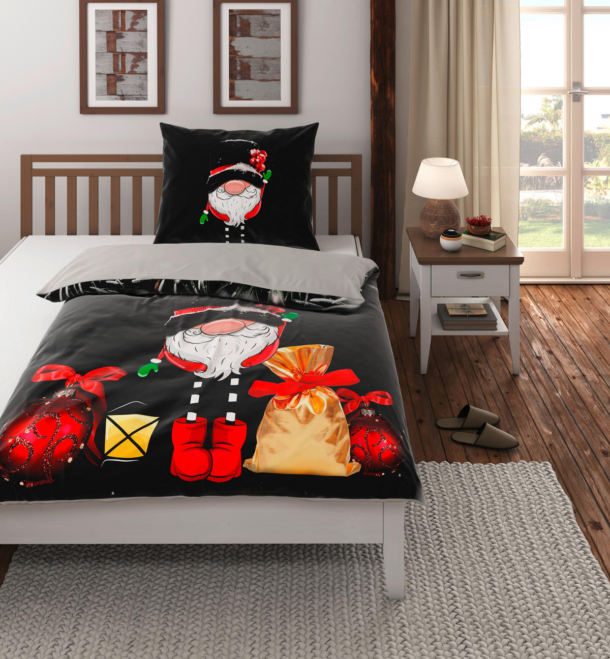 POSTELJINA SA DVA LICA FANCY 140/200 cm saten tamnosiva  - tamnosiva, Osnovno, tekstil (140/200cm) - X-Mas