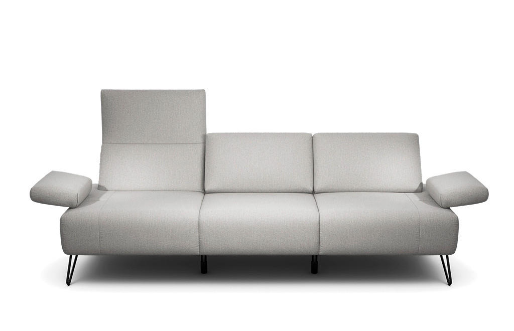 3-SITZER-SOFA Chenille Hellgrau  - Hellgrau/Schwarz, Design, Textil/Metall (234-264/85/86-94cm) - SENSOO