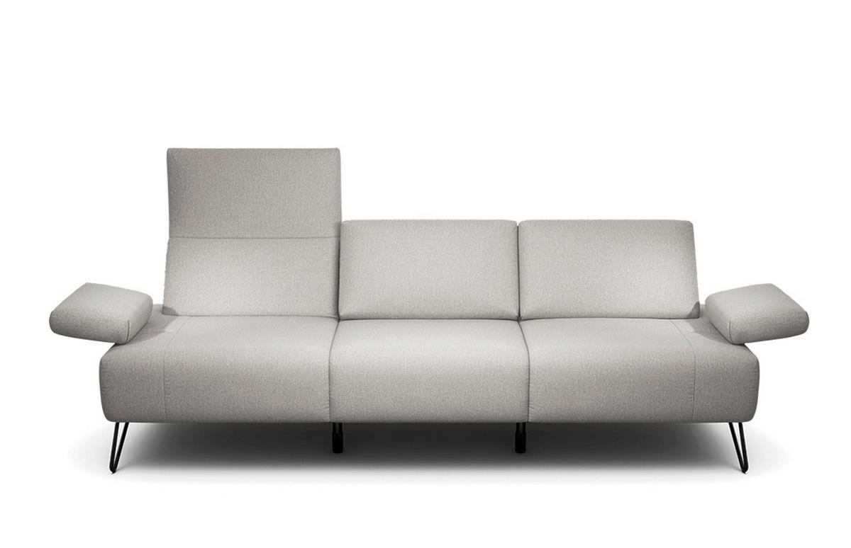 3-SITZER-SOFA Cosy Chenille Hellgrau  - Hellgrau/Schwarz, Design, Textil/Metall (234-264/85/86-94cm) - SENSOO