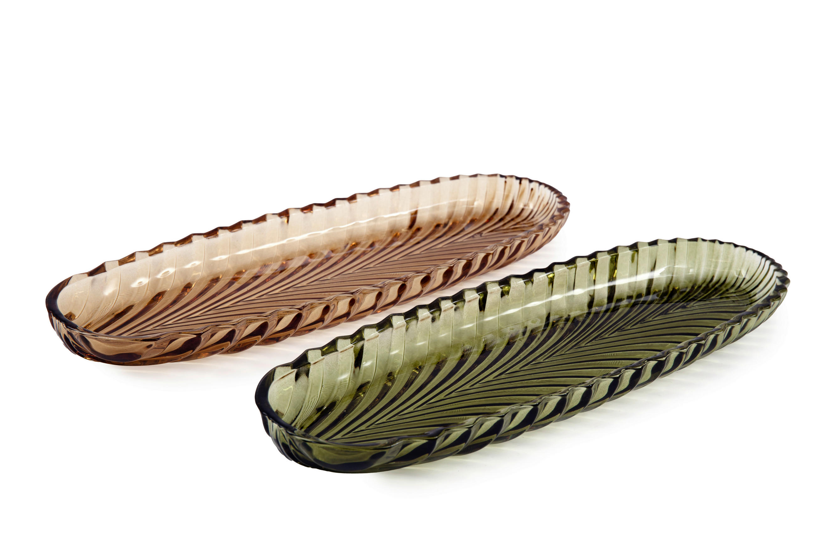 DEKORAČNÝ PODNOS  - jantárová/zelená, Basics, sklo (39,5/13/3cm)