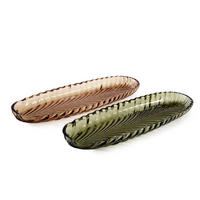 DEKORAČNÝ PODNOS  - jantárová/zelená, Basics, sklo (39,5/13/3cm)