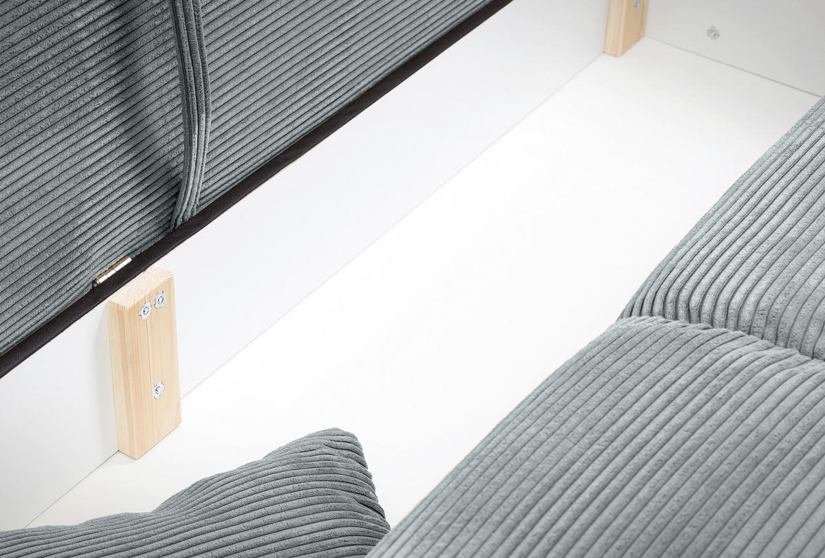BIGSOFA in Cord Hellblau  - Chromfarben/Hellblau, Modern, Kunststoff/Textil (242/71/90/131cm) - Livetastic