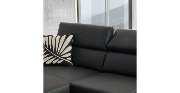 ECKSOFA in Echtleder Schwarz  - Schwarz, Design, Leder/Metall (187/295cm) - Novel