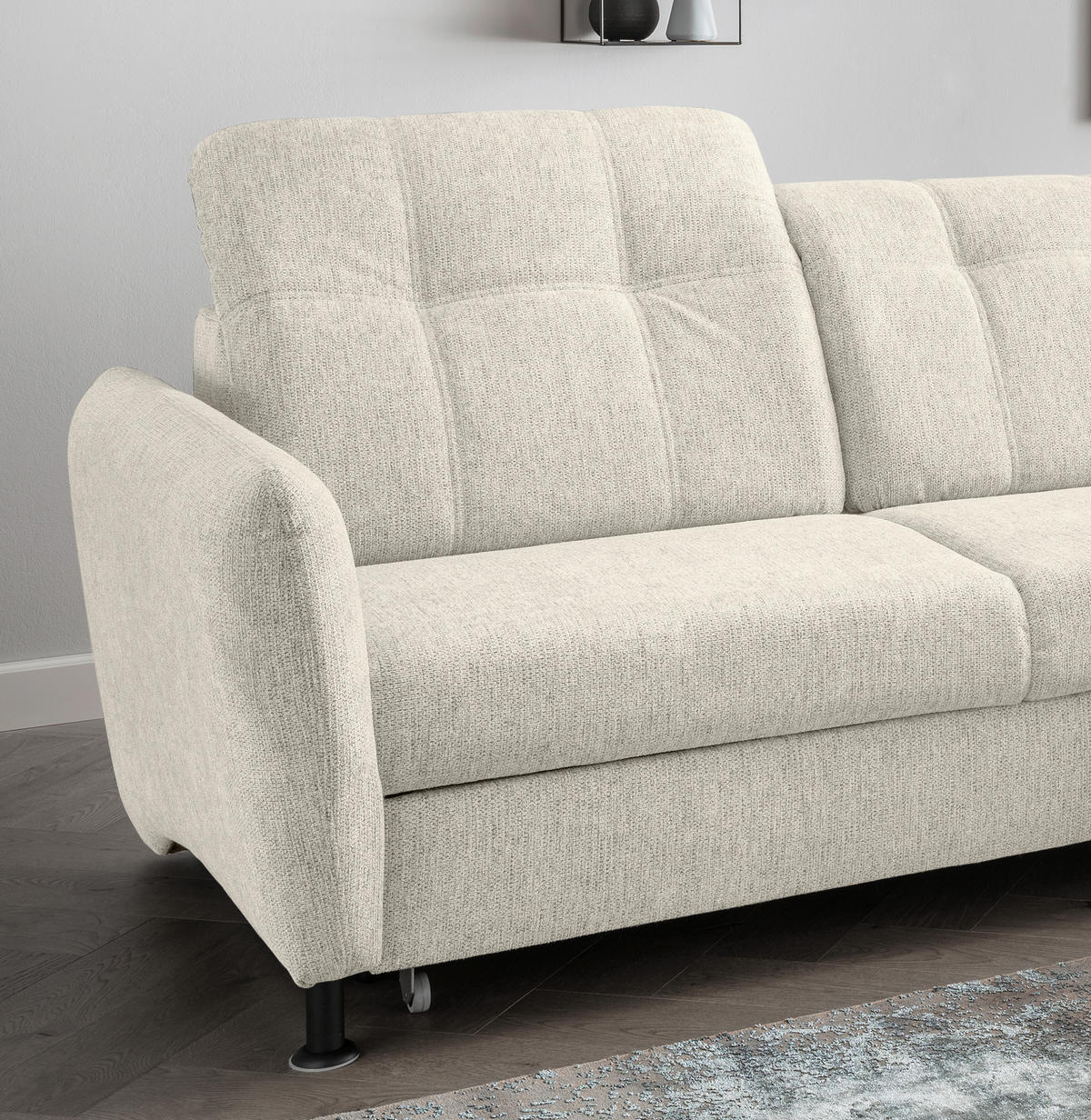 ECKSOFA in Chenille Beige  - Beige/Schwarz, Modern, Textil/Metall (267/184cm) - Livetastic