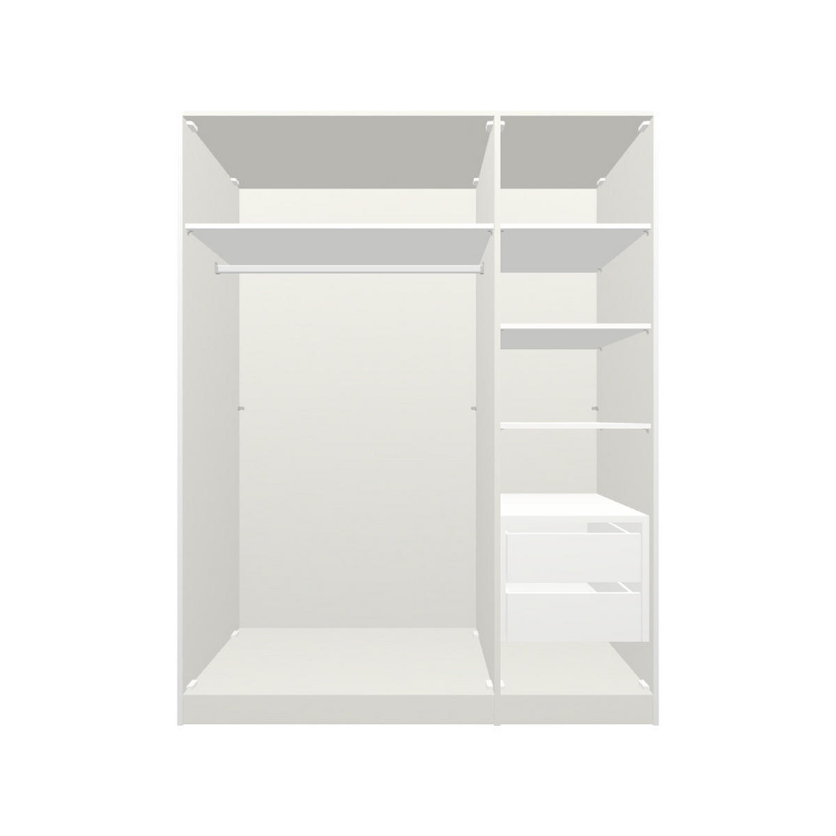 DREHTÜRENSCHRANK 152/195/59 cm 3-türig Weiß  - Chromfarben/Weiß, Design, Glas/Holzwerkstoff (152/195/59cm) - Boxxx
