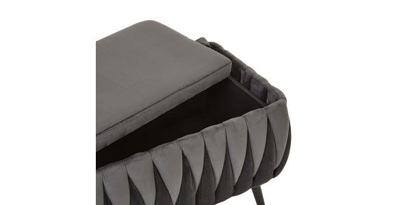 HOCKERBANK 110/46/45 cm Samt Schwarz, Dunkelgrau  - Dunkelgrau/Schwarz, Trend, Textil/Metall (110/46/45cm) - Xora