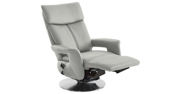RELAXSESSEL in Leder Silberfarben - Edelstahlfarben/Silberfarben, Design, Leder/Metall (78/112/85cm) - Cantus