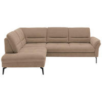 ECKSOFA in Webstoff Hellbraun  - Hellbraun/Schwarz, Design, Textil/Metall (206/256cm) - Beldomo System