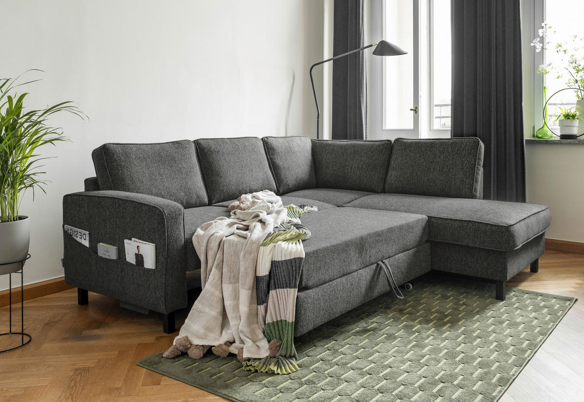 COLțAR textil gri închis  - gri închis/negru, lemn/textil (233/198cm) - MID.YOU
