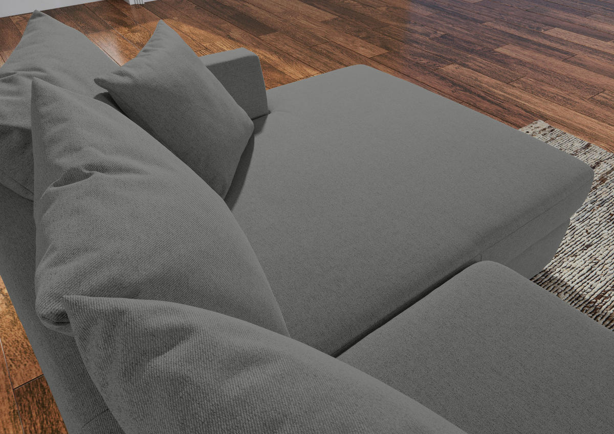 ECKSOFA Braun Flachgewebe  - Schwarz/Braun, Design, Kunststoff/Textil (235/175cm) - home24