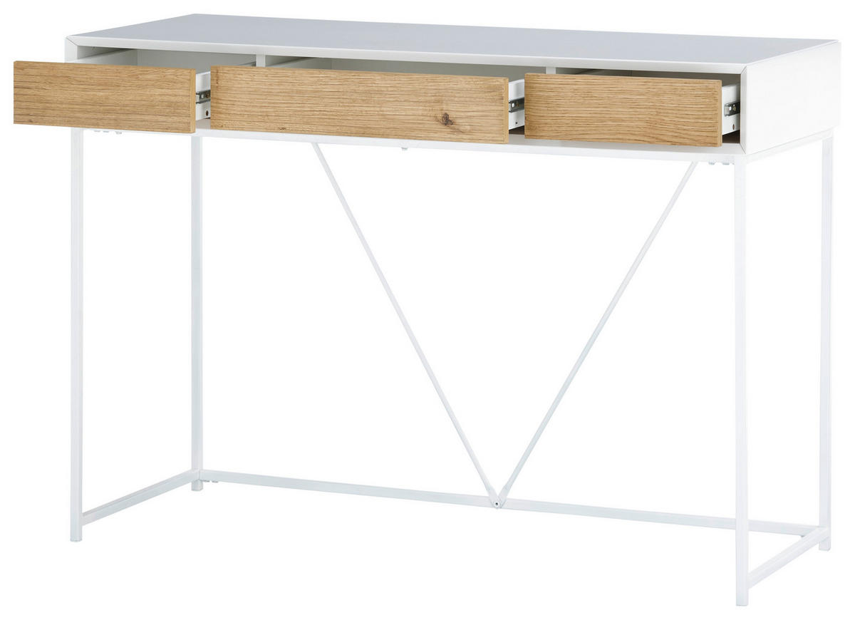 KONSOLENTISCH in Holz, Metall, Holzwerkstoff 110/40/77 cm    - Eichefarben/Weiß, Natur, Holz/Holzwerkstoff (110/40/77cm)
