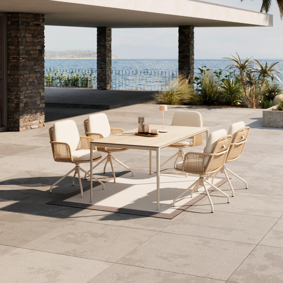 GARTENTISCH 220/100/73 cm Metall, Stein Beige rechteckig  - Beige, Design, Stein/Metall (220/100/73cm) - Dieter Knoll