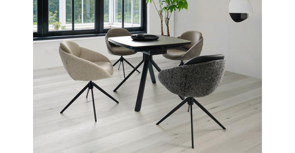 ESSTISCH in Keramik, Holzwerkstoff 90-130/90/76 cm  - Schwarz/Grau, Design, Keramik/Holzwerkstoff (90-130/90/76cm) - Novel