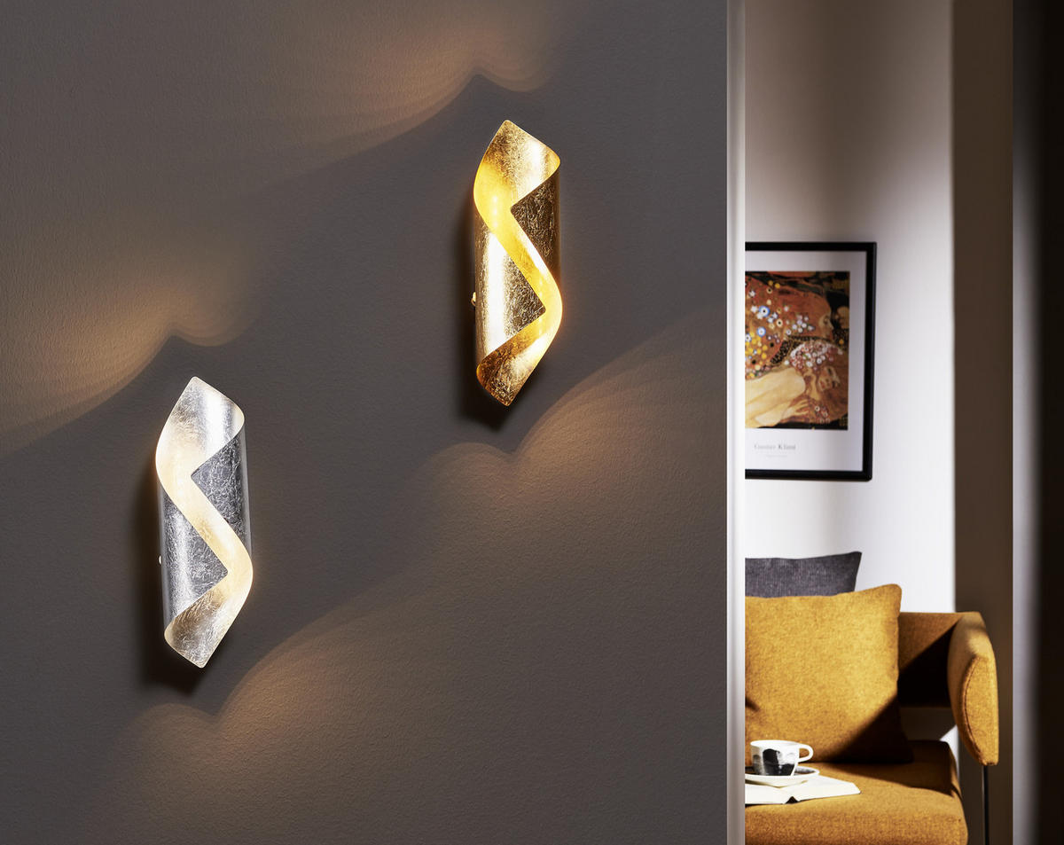 APLICĂ DE PERETE CU LED - auriu, Konventionell, metal (31/10/10cm)