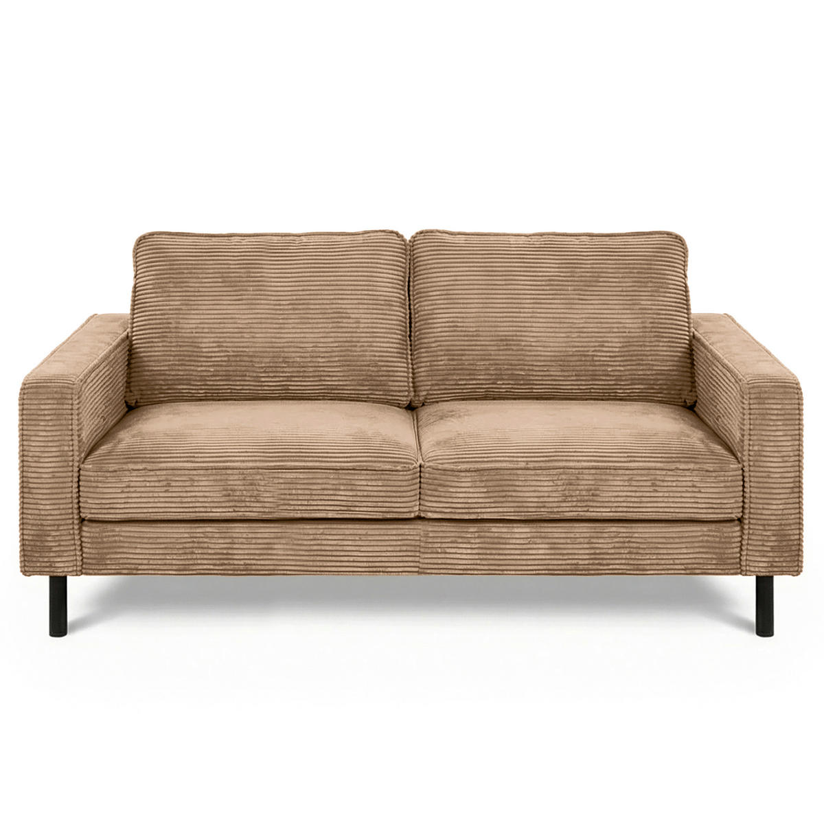 2,5-SITZER  in Cord Hellbraun Modern  - Hellbraun/Schwarz, Design, Textil/Metall (168/85/92cm) - Livetastic