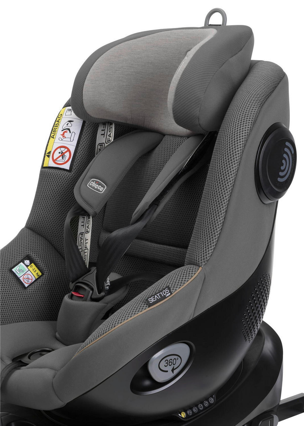KINDERAUTOSITZ 105 I-Size  - Dunkelgrau/Hellgrau, Basics, Textil (47/114/60cm) - Chicco